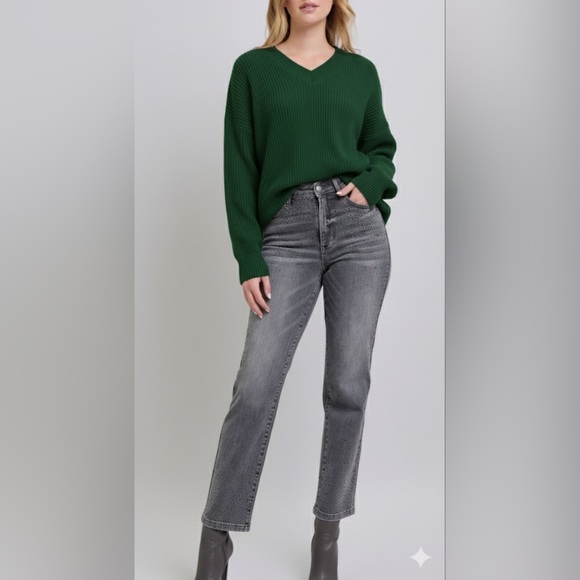 New Judy Blue Women's Gray Jeans black rhinestones sz 5 7 9 11 $89 - Picture 2 of 7